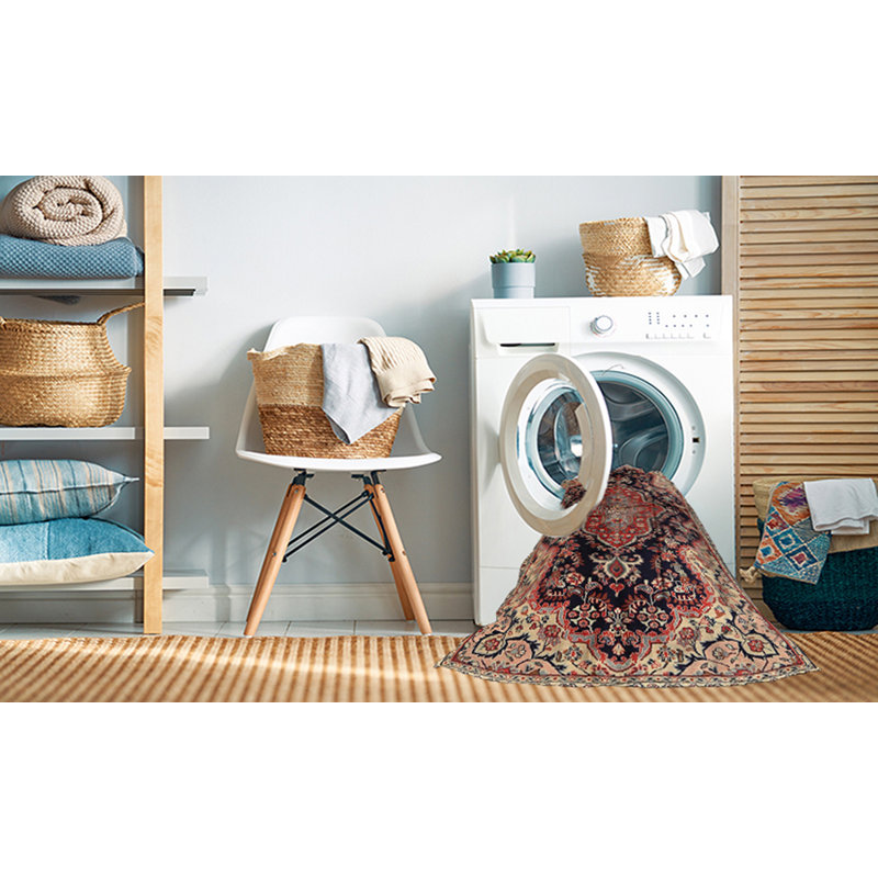 Tapis 100% traditionnel lavable à la machine 2547, Rond 8 pi