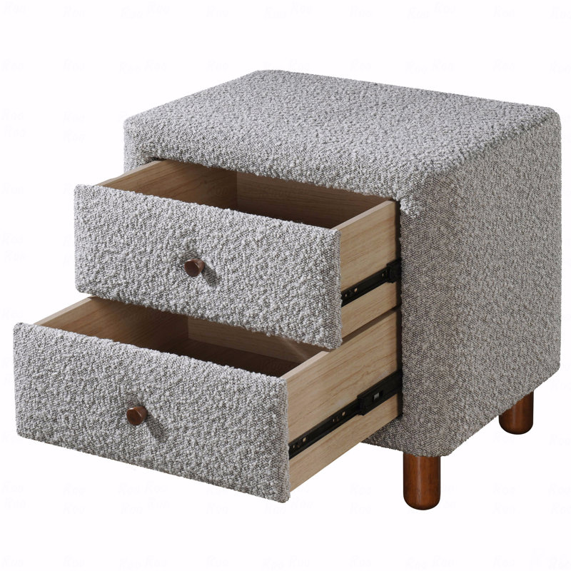 2-Drawer Upholstered Bedroom Nightstand