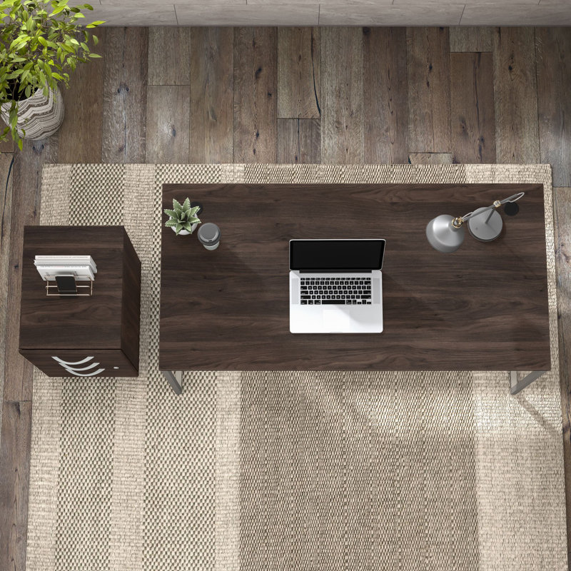 Bureau hybride, Brun, H 29,91 po x l 59,45 po x P 29,37 po