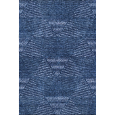 Premium Machine Washable Prisco Navy Rug
