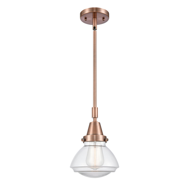 Luminaire suspendu en forme de cloche à 1 lumière Caille, Transparent, Cuivre antique, Ampoule non incluse