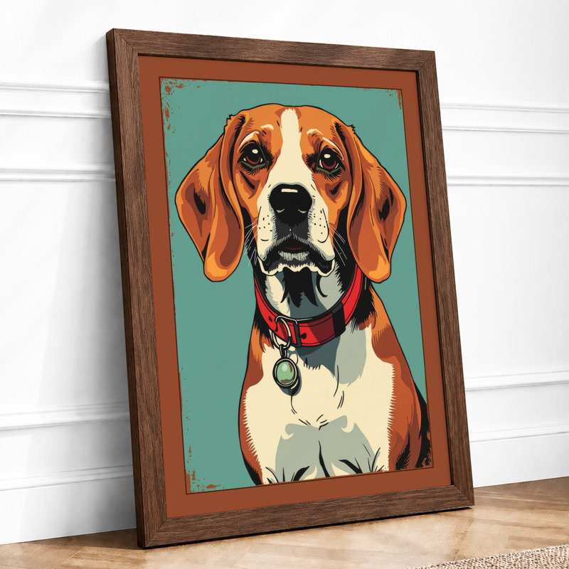 Watchful Beagle Modern - Framed Print, Walnut, A1 - 84.1 x 59.4 cm