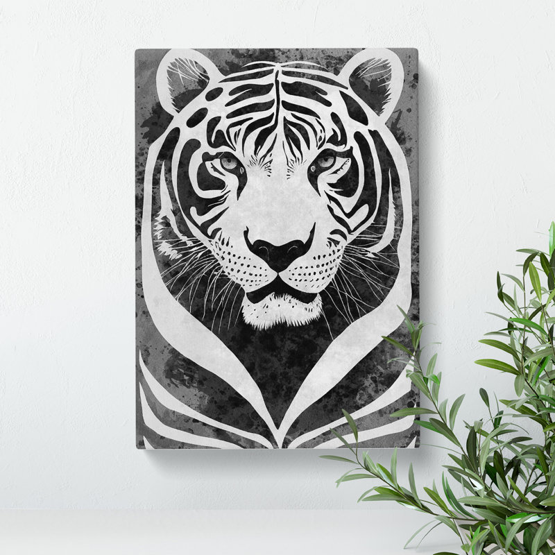 Monochrome Tiger No.4 - Wrapped Canvas, 76cm H x 50cm W x 3cm D