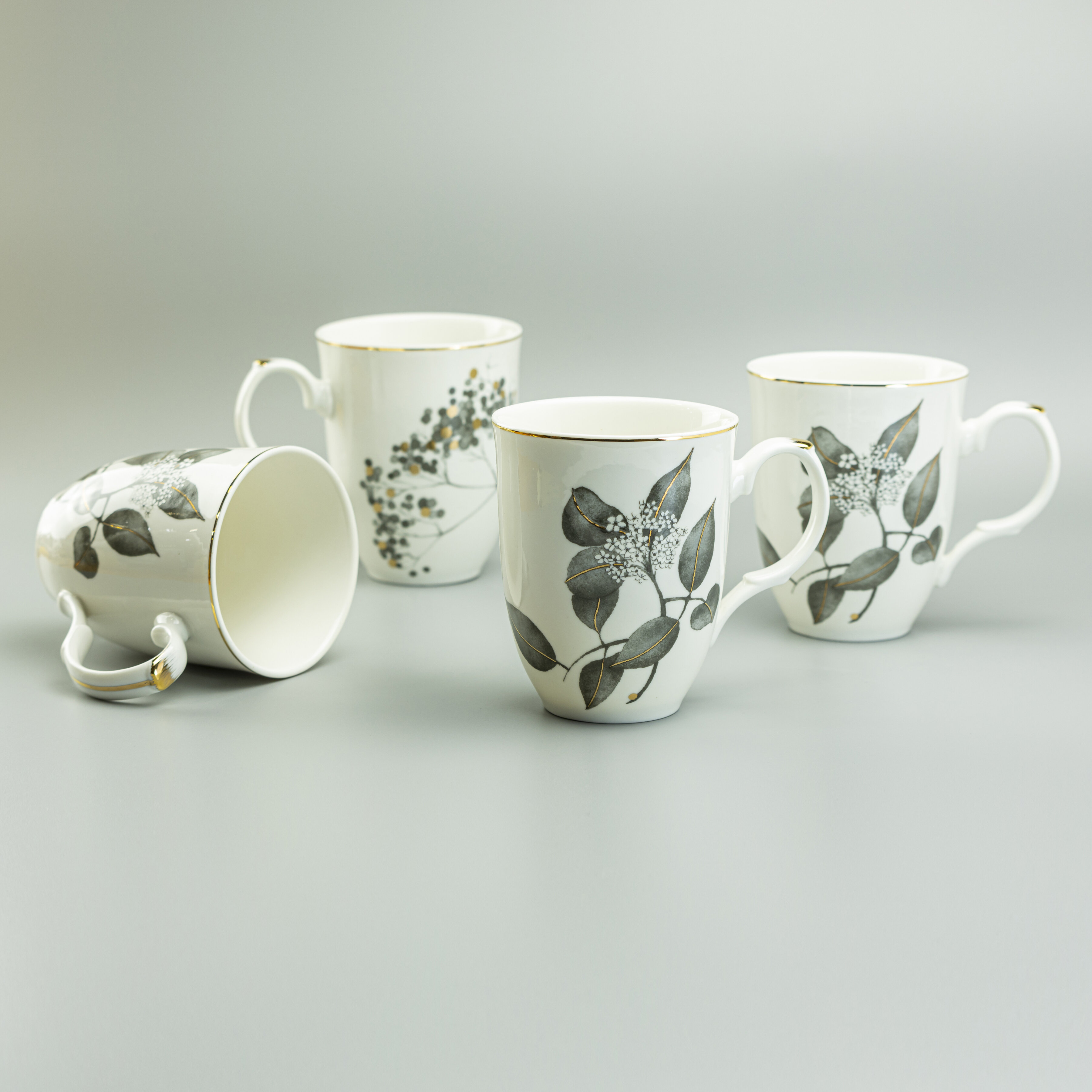 Panbado 12.5 oz. White 6-Piece 5 in. Porcelain Mug Set Coffee Mug