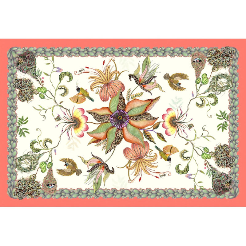 Thanda Nests Tablecloth - Cotton, Parakeet, 138" L x 78" W