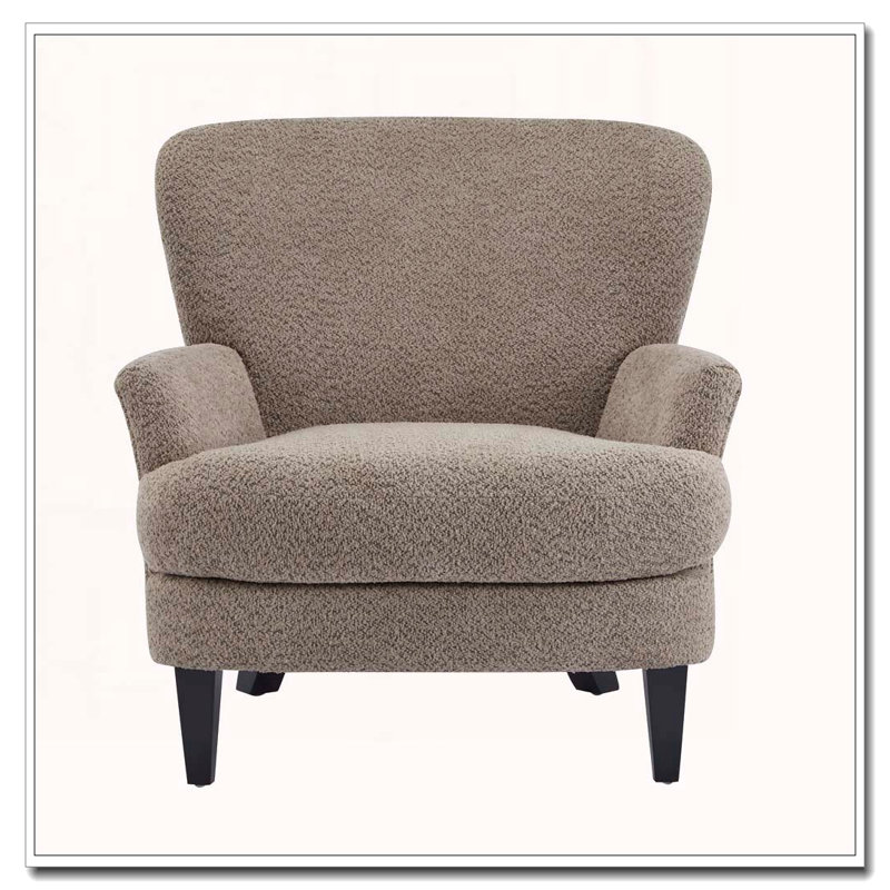Fauteuil club rembourré Boucle, Marron clair