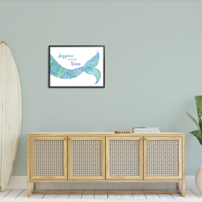 Happiness Comes In Waves, Giclée encadrée noir minuit, H 24 po x l 30 po x P 1,5 po