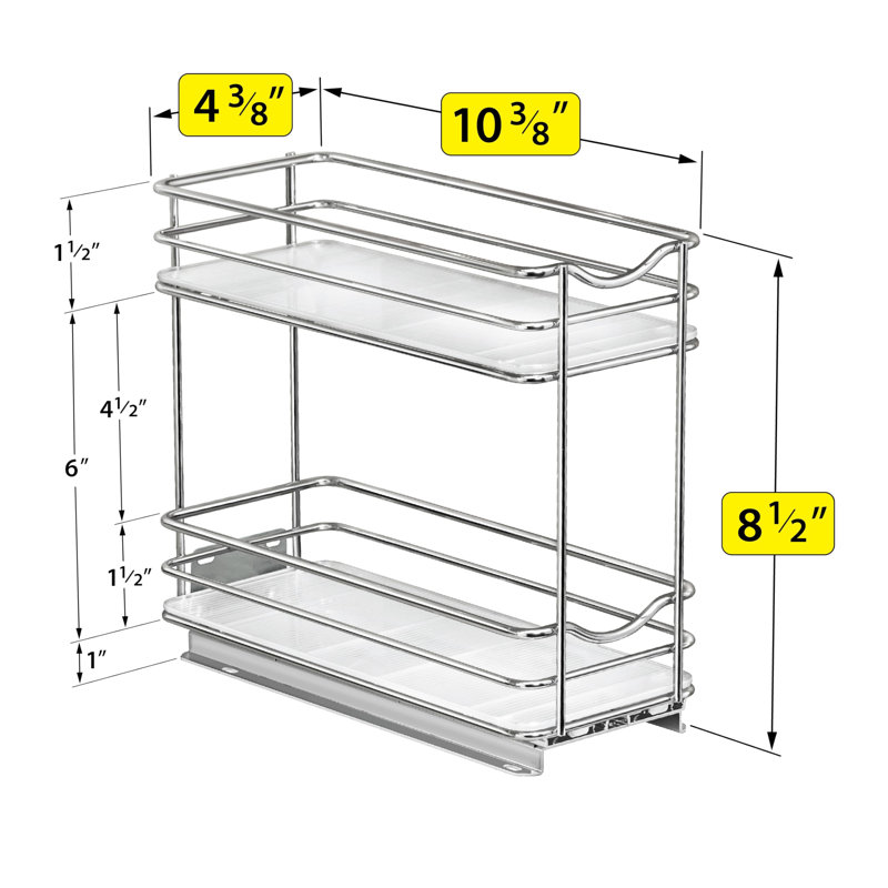 Pull Out Spice Rack Organizer For Inside Kitchen Cabinets,Slide Out Drawer,Chrome Sliding Spice Cabinet,2 Tier,(Chrome)