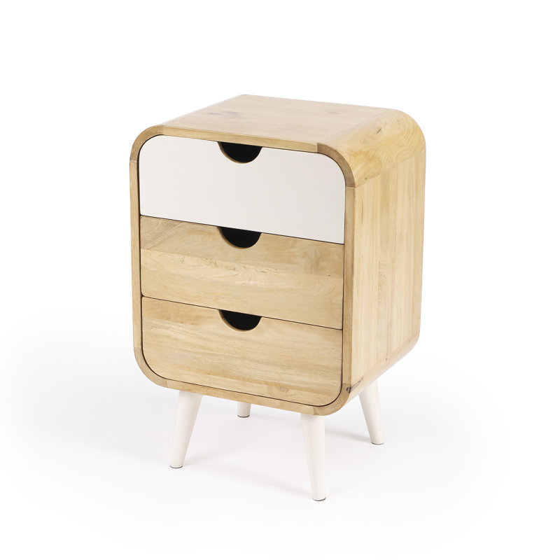 Table de chevet 3 tiroirs Delainy, Blanc