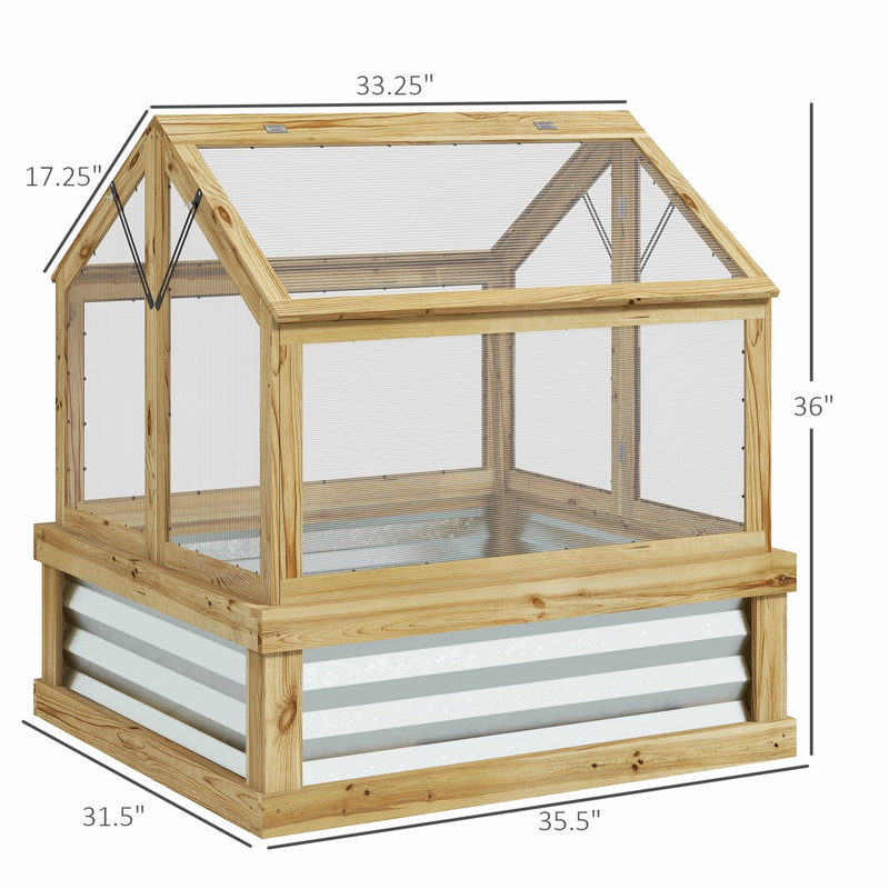 Raised Garden Bed With Polycarbonate Greenhouse