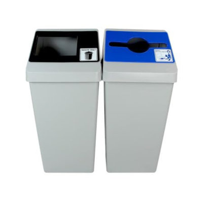 Sturdy Essentials Smart Sort Double Bin 44 Gallon Commercial Trash And Mixed Recycling Combo Bin For Businesses, Schools, Lobbies, And Public Spaces