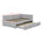 Full Size Daybed With Twin Pop Up Trundle, Upholstered L-Shaped Day Bed Frameand With USB Ports For Kids Adults-1185026266