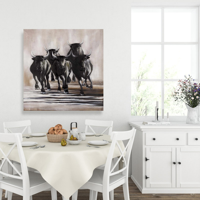 Groupe de taureaux de course - toile de bureau de l'Ouest pour la décoration intérieure