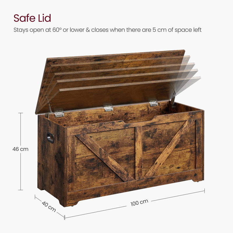 Deziree Storage Bench, Rustic Brown, 46cm H x 100cm W x 40cm D