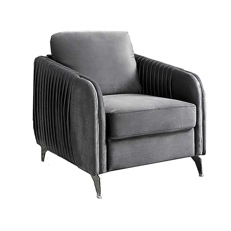 Fauteuil d'appoint moderne chic en velours gris Hadriano