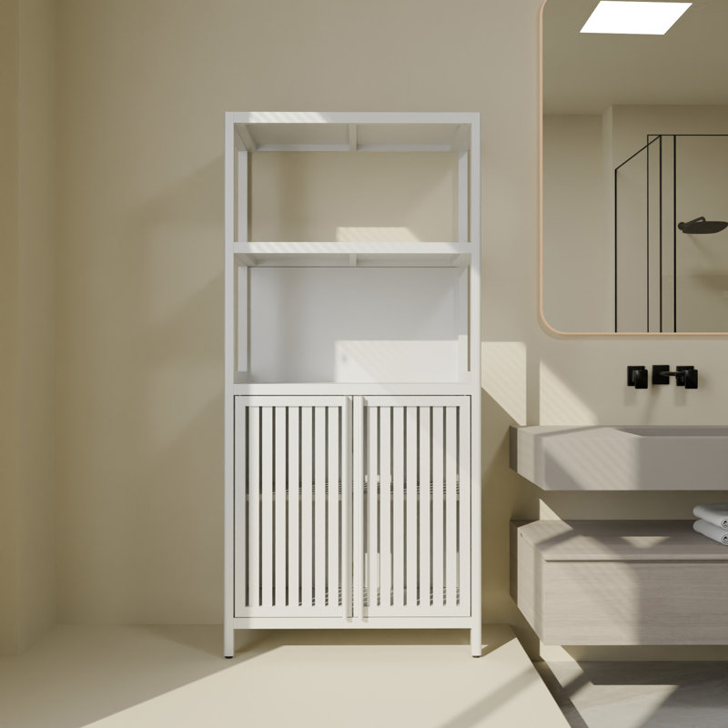 Armoire de rangement en bambou blanc