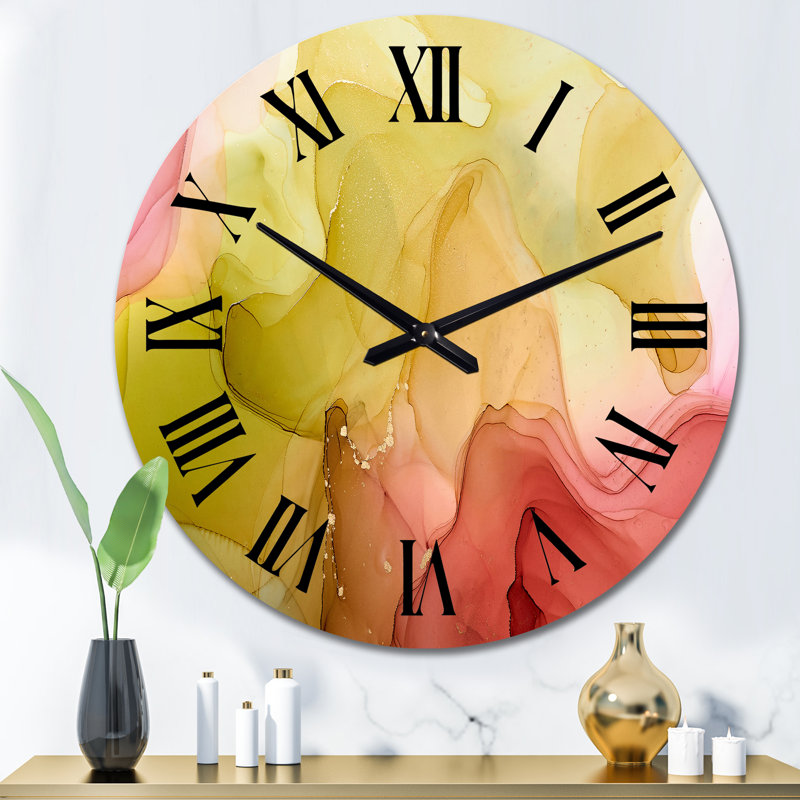 Horloge murale moderne rouge, rouge et liquide Art I, Moyen