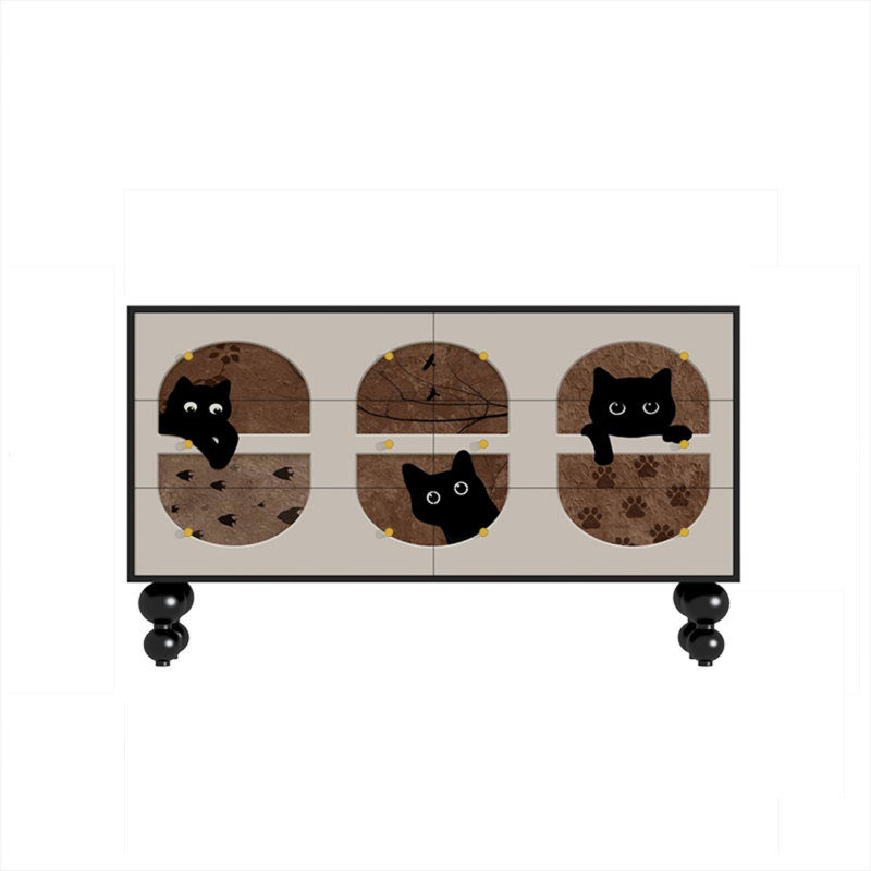 Armoire de rangement à 6 tiroirs Modern Light Luxury, Noir, noir, noir, noir