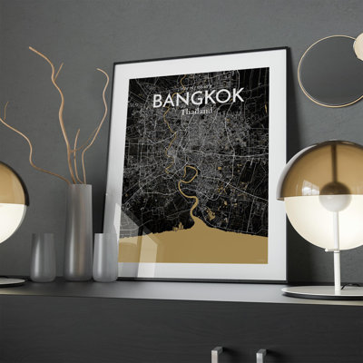 Bangkok City Map in Luxe 1 Piece Wall Art