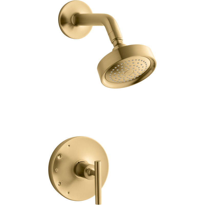 Kohler Purist Rite Temp Showering Kit with Multi-function handshower and slidebar, Vibrant Brushed Moderne Brass