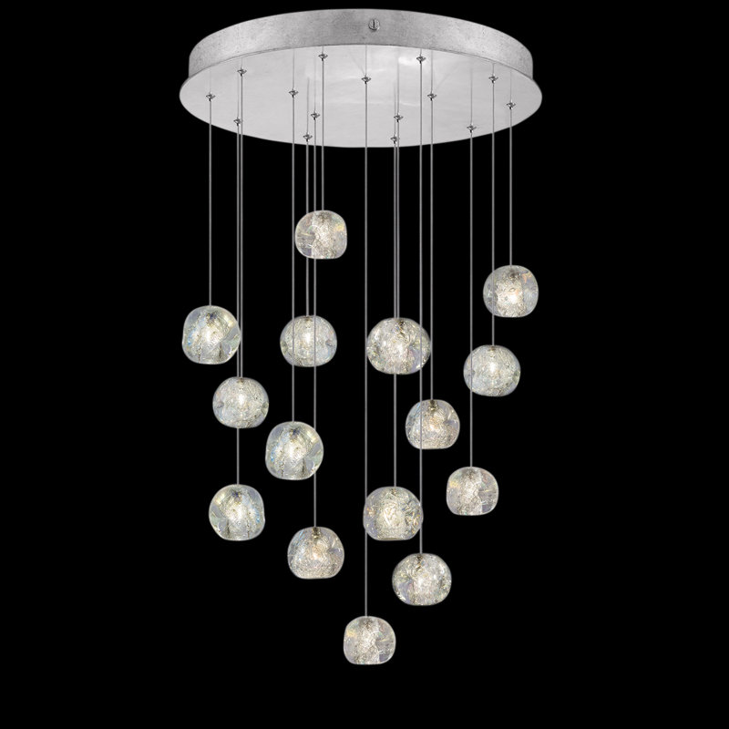 Natural Inspirations 16 - Light Cluster Bulb Pendant, Silver, 15 Lights