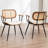 Modern Upholstered Faux Leather Rattan Back Dining Chairs-1804957492