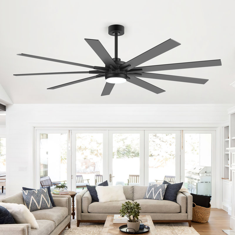 72 Inch Large Ceiling Fan with Light and Remote, Black/Walnut Fan, 3CCT LED, 6-Speed Reversible DC Motor, 72"