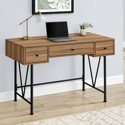 Bureau d'ordinateur, bureau personnel, ordinateur portable, tiroirs de rangement, L 48 po, bureau, métal noir, transitionnel