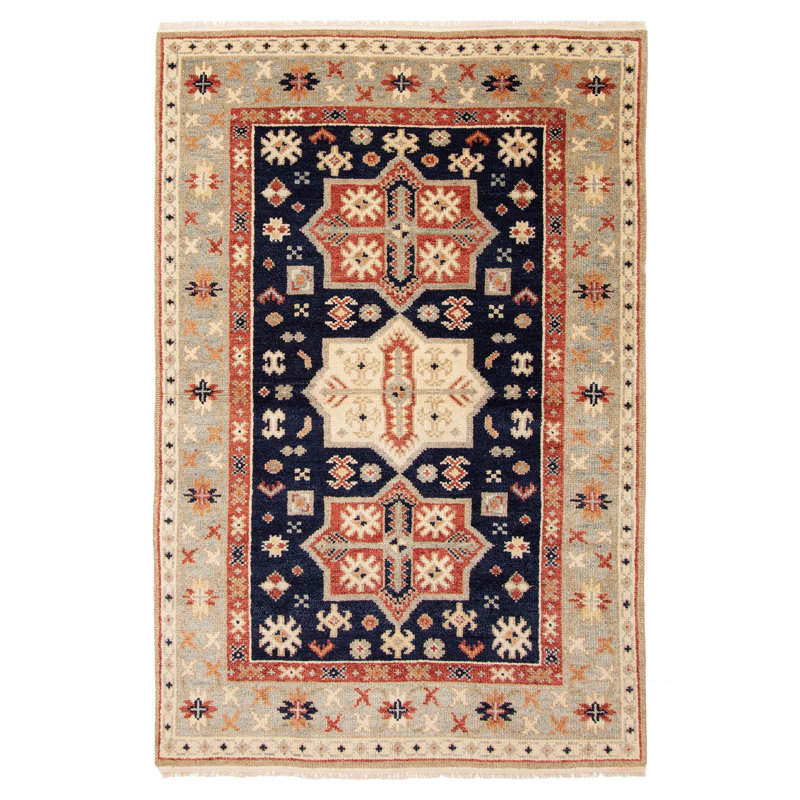 Tapis unique bleu marine 5 pi 2 po x 7 pi 11 po Jules Serapi