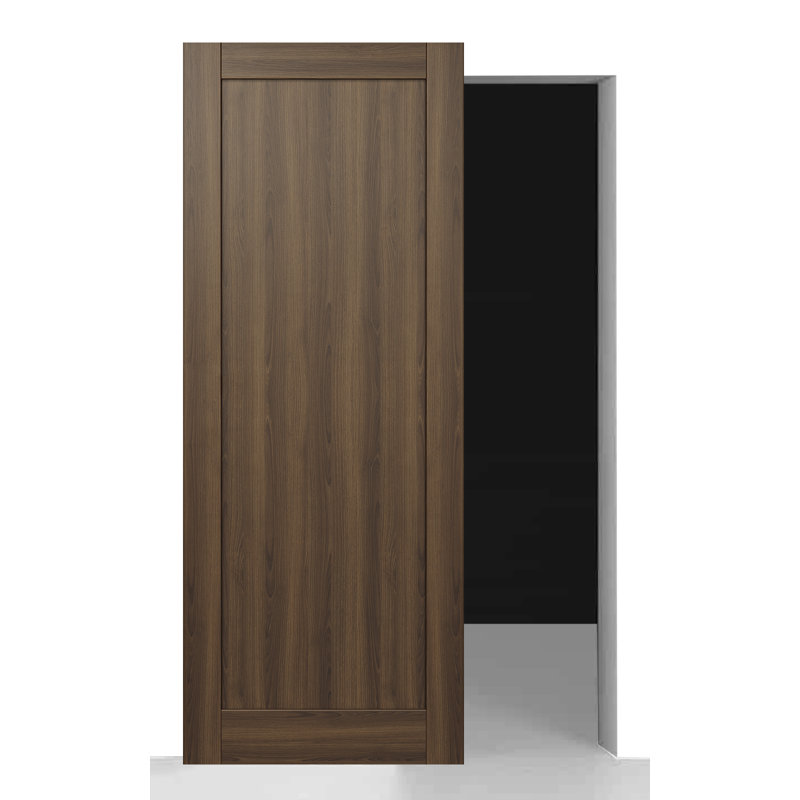 Porte de grange coulissante avec panneau de base en bois massif avec panneau de base Shaker, 29,75 po x 79,37 po, Pacane
