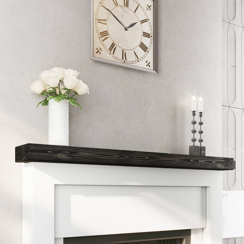 Hand Carved Wood Mantel, Black