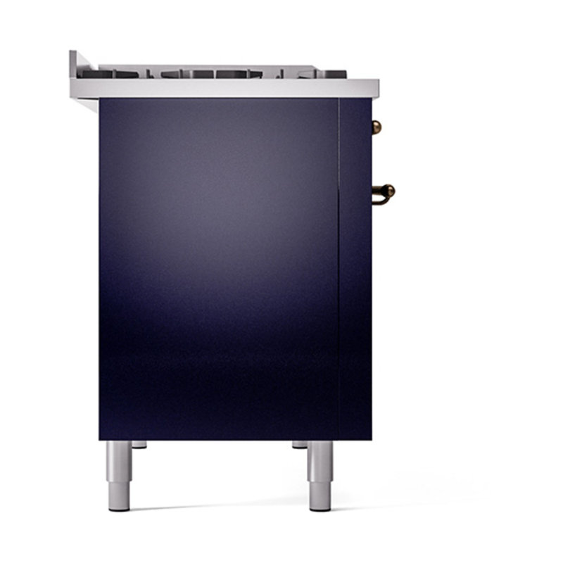 ILVE Nostalgie II Noblesse 48 in Dual Fuel Range, 8 Burner, Griddle, Liquid Propane, Midnight Blue/Burnished