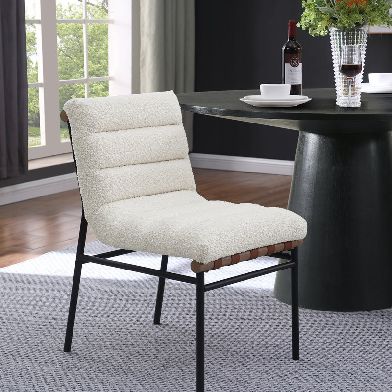 Ensemble de 2 chaises de salle à manger Lahni Boucle, Blanc