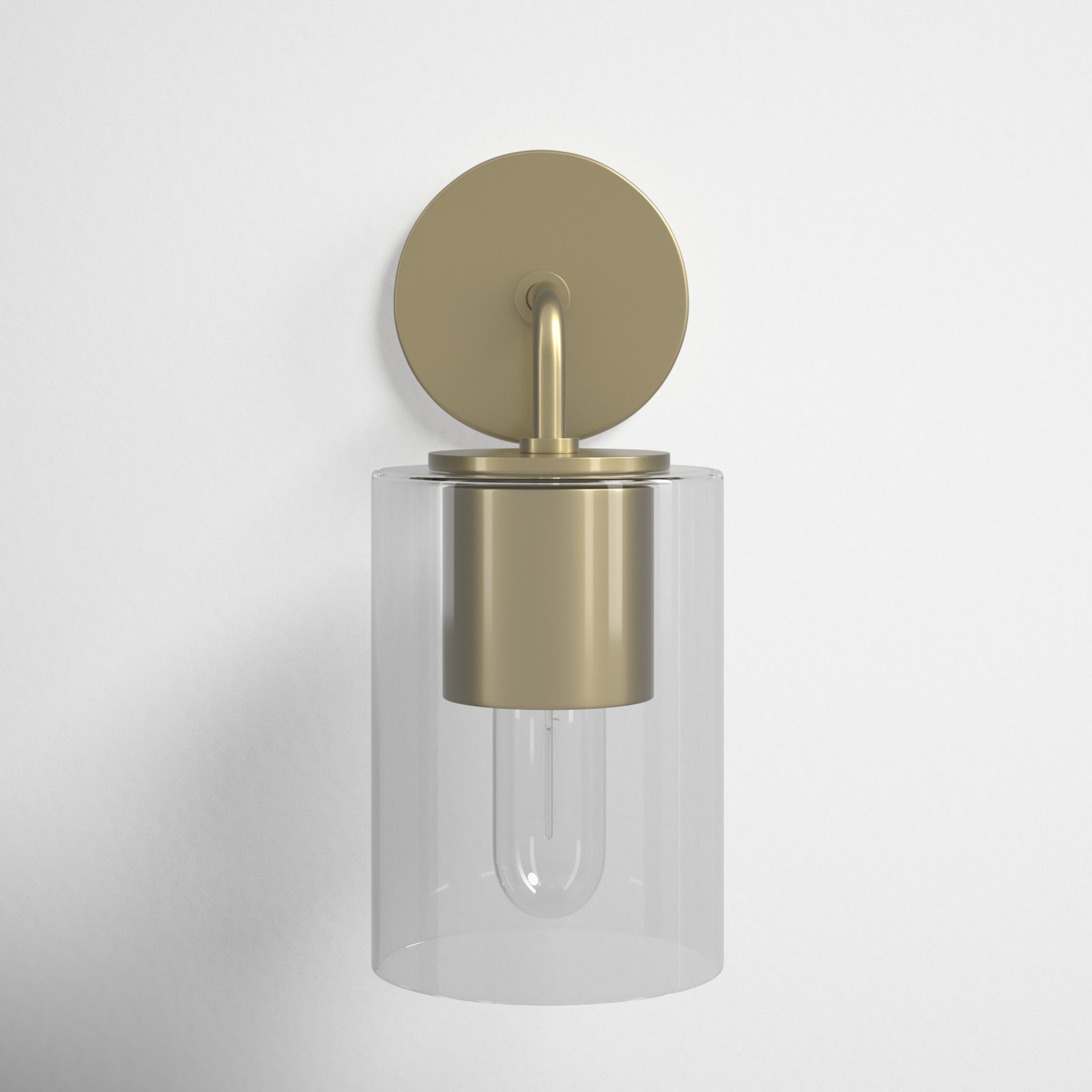 Kassia Single Light Glass Dimmable Armed Sconce, Aged Brass