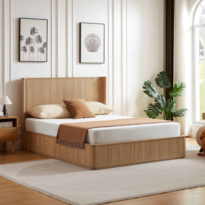 Base de lit cannelée pour grand lit, lattes en bois renforcé, robuste, aucun sommier requis