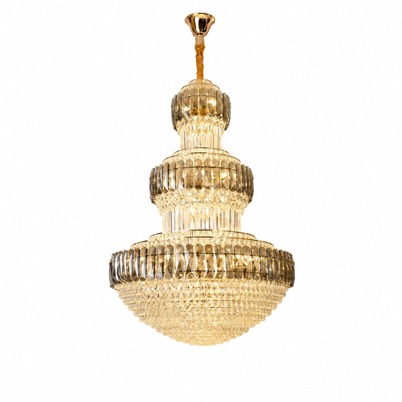 36-Light Dimmable Tiered K9 Crystal Chandelier, 59.06" Hx 39.37" Wx 39.37" D
