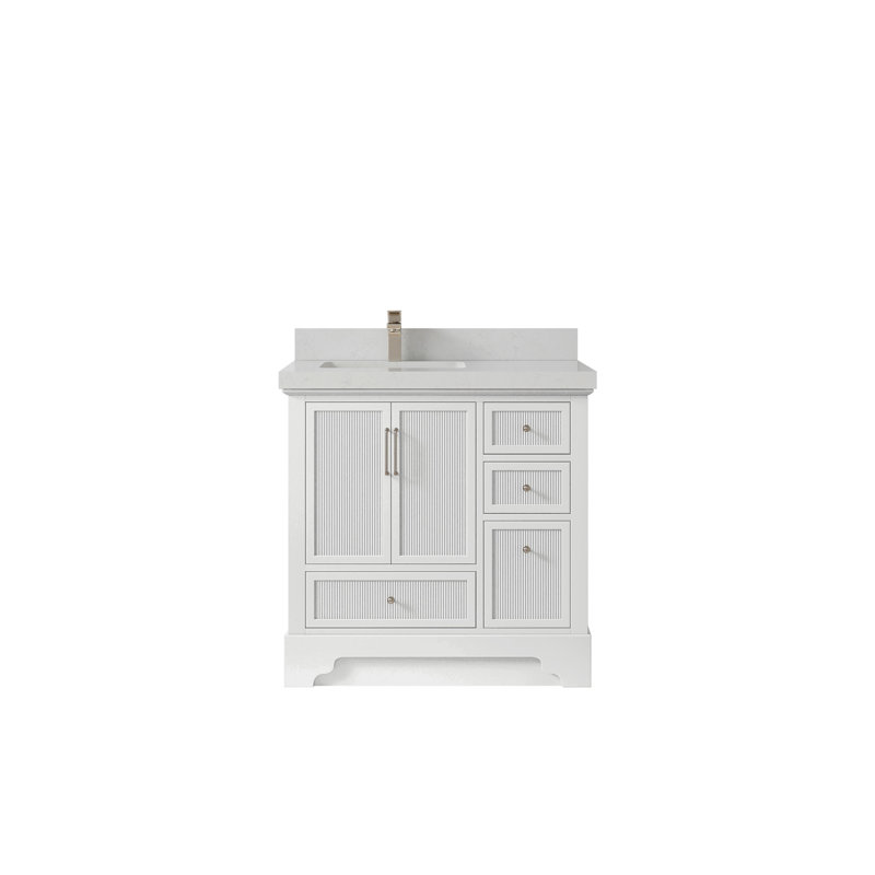 Ensemble de meuble-lavabo simple 36 po Alys, Quartz de Carrare