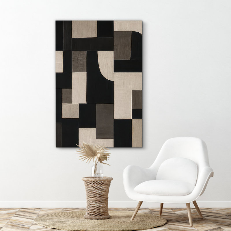 Reproduction d'art sur toile - Œuvre abstraite, décor moderne neutre pour le salon, Ne s’applique pas, H 24 po x l 16 po