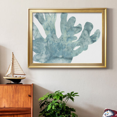 «Blue Macro Coral I», toile encadrée de qualité supérieure - prête à être accrochée