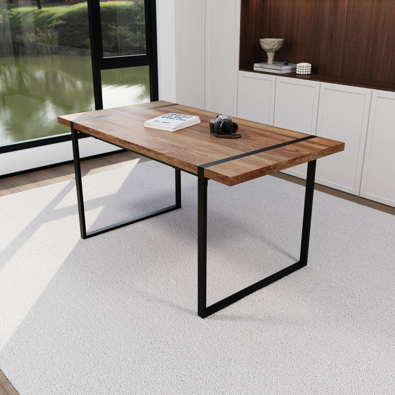 Table rectangulaire 59 "- pieds en métal, esthétique moderne, maison et cuisine pour salle à manger 59", noir, Bois