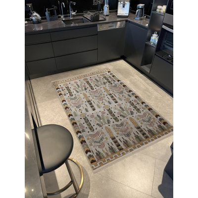 Creative Vintage Decorative Carpet with Multicoloured Motifs and Ethnic Floral Patterns