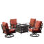 Ensemble de table de foyer en aluminium noir avec quatre fauteuils club-1988503764