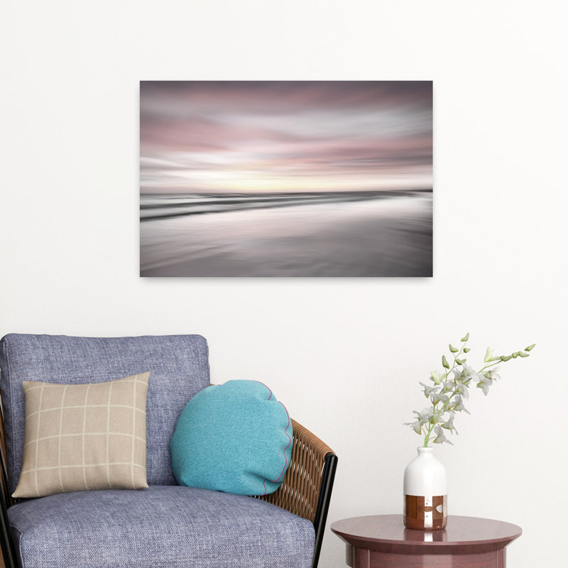 Nuage rose abstrait art serein plage sereine, H 16 po x l 24 po