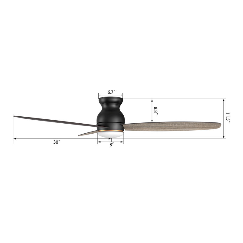 Bowdie 60'' Ceiling Fan with LED Lights, Black/Beige