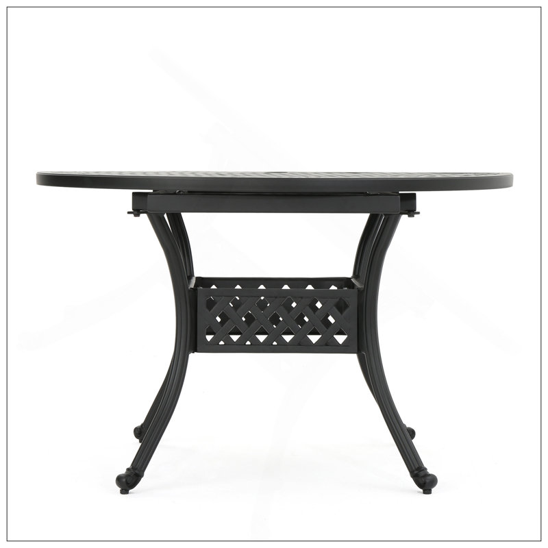 Table de salle à manger d'extérieur en aluminium extensible, finition sable noir, Noir