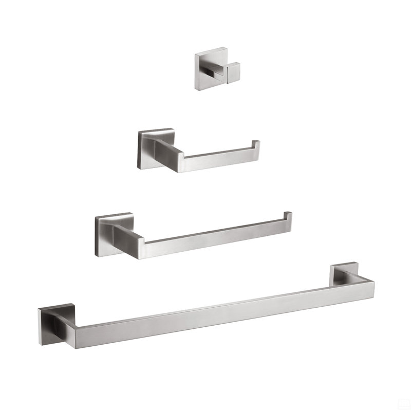 4- Piece Bathroom Hardware Set, Brushed Nickel