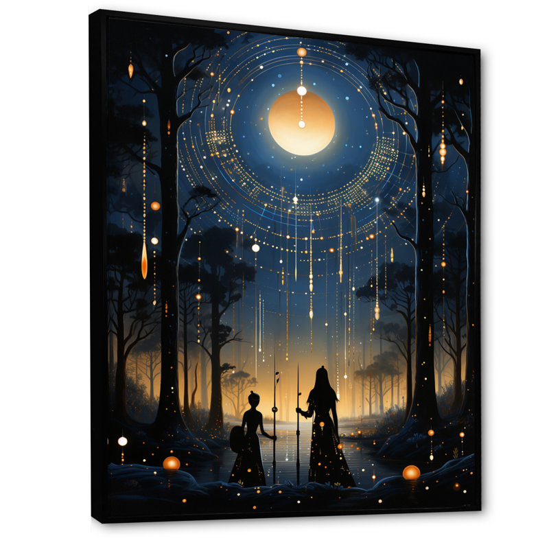  Native Art Blue Celestial Guardians IV, H 20 po x l 12 po x P 1 po, Cadre flottant noir