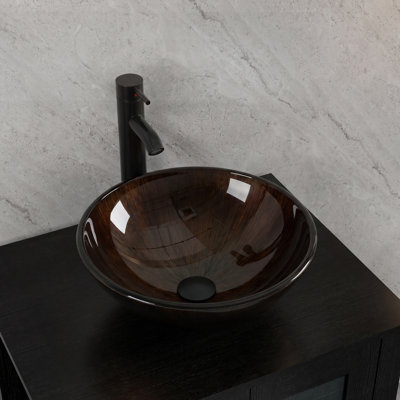 16.3" Stained Glass Bathroom Vessel Sink VS110BK