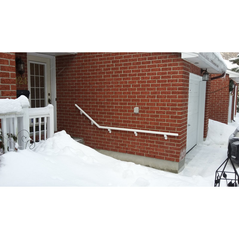 3' Handrail with End Caps, 1.9" H x 4' W x 3" D, White