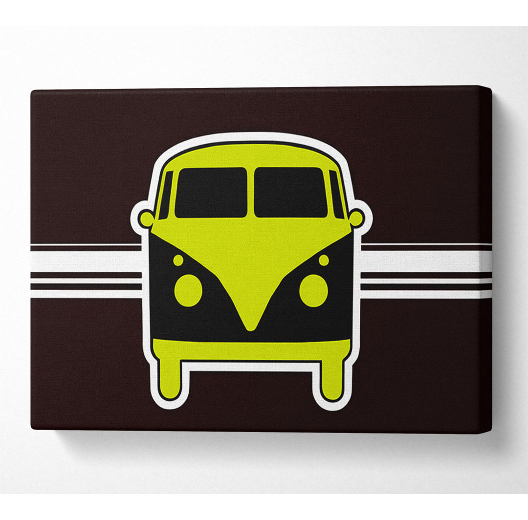 Retro Vw Camper Van Lime Green - Leinwandbilder im Wrapped Design